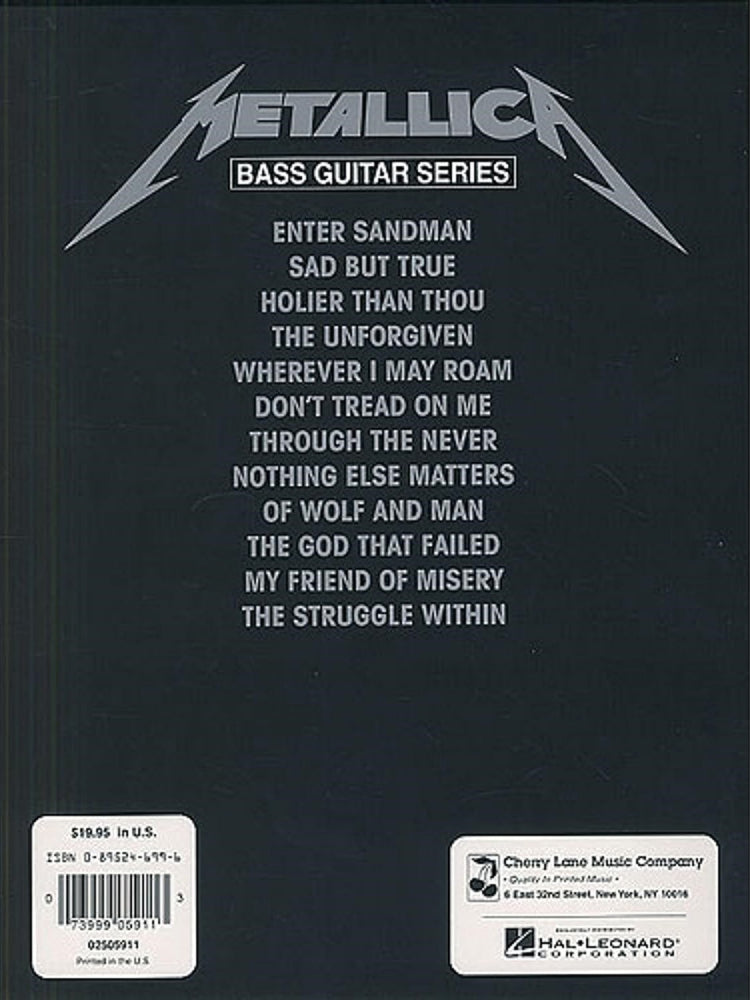 Metallica Black Book Bass Tab Pili