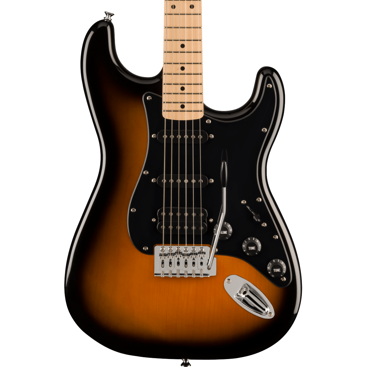 Squier FSR Squier Sonic Stratocaster HSS, Maple Fingerboard, Black Pickguard in 2-Color Sunburst