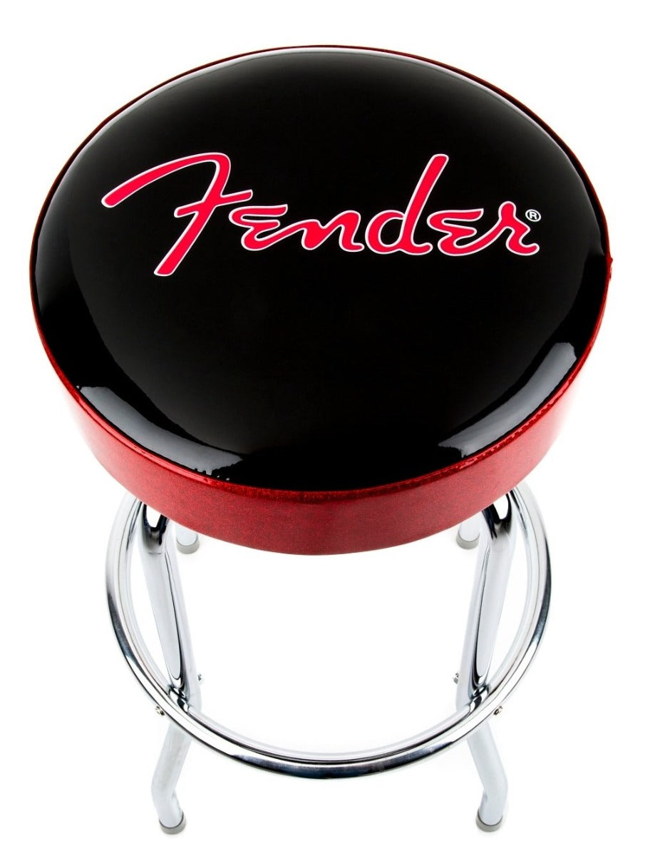 Fender® Red Sparkle Logo Barstool in Black/Red Sparkle 30"