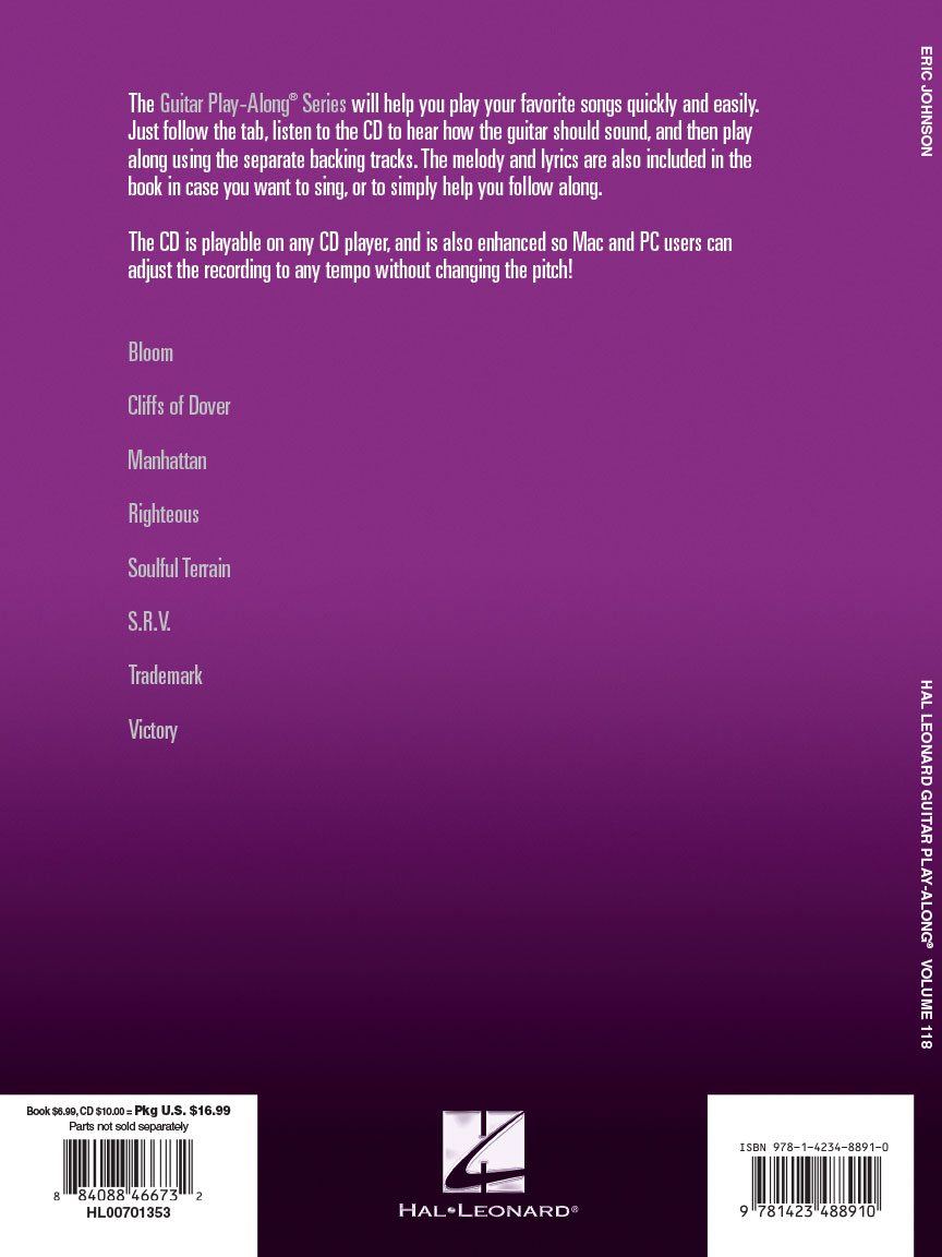 Eric Johnson Guitar Play Along Volume 118 Book & OLA