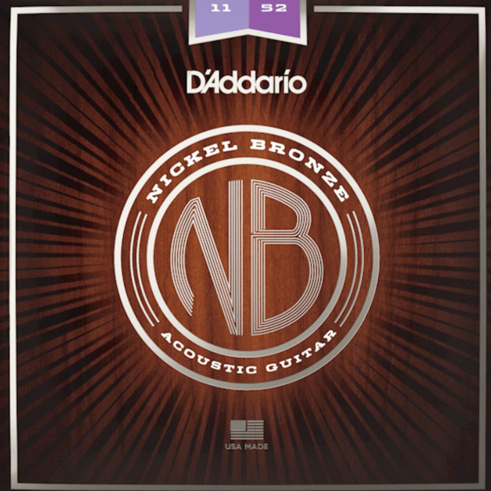 D'Addario NB1152 Nickel Bronze Acoustic Guitar Strings Custom Light 11-52 Gauge