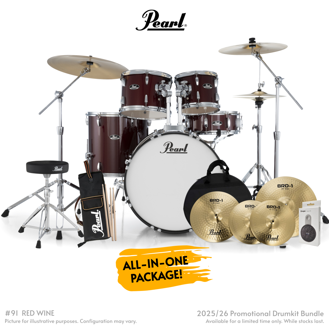 Pearl Roadshow-Plus 5-Piece Drum Kit with Pearl Cymbal Pack in Red Wine