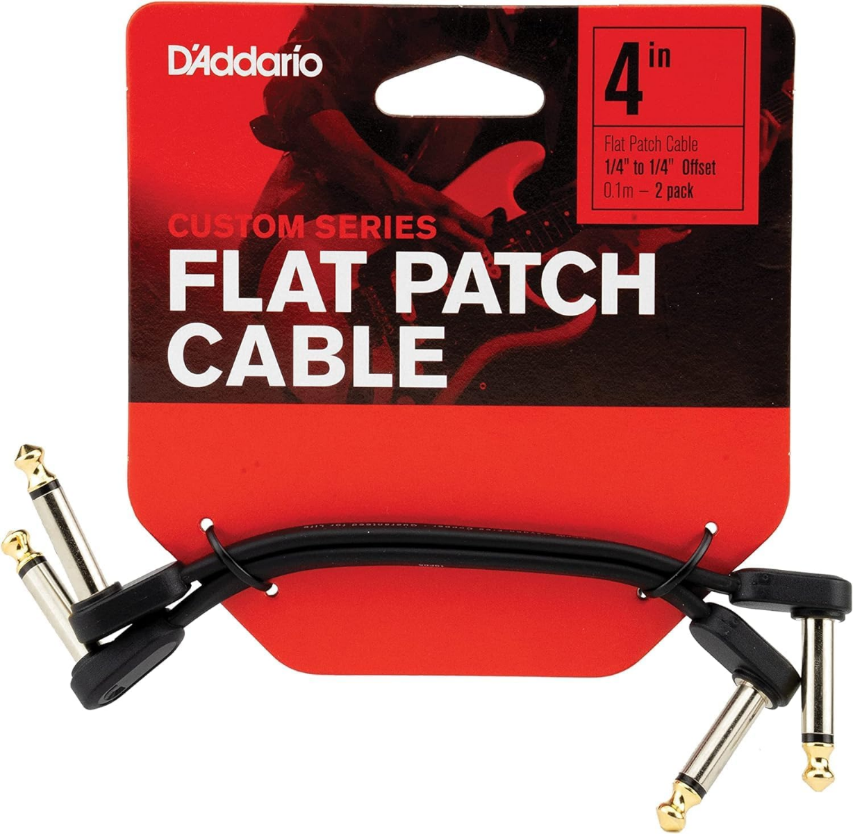 D'Addario 4" Offset Right-Angle Flat Patch Cable 2 Pack