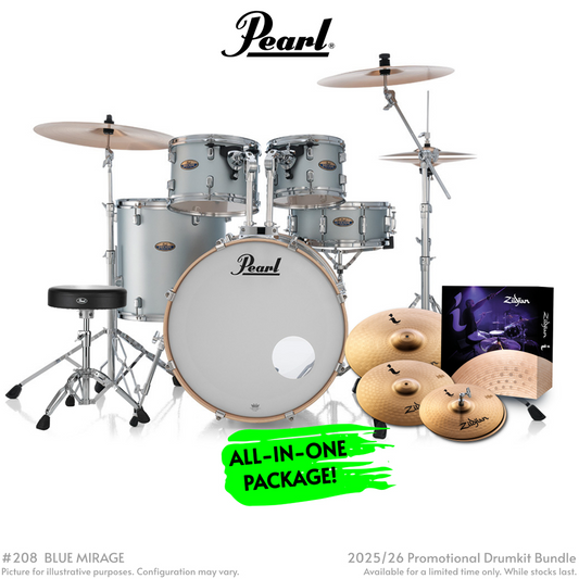 Pearl Decade Maple 5-Piece Fusion Plus Increda-Bundle Drum Kit With Cymbal Pack in Blue Mirage