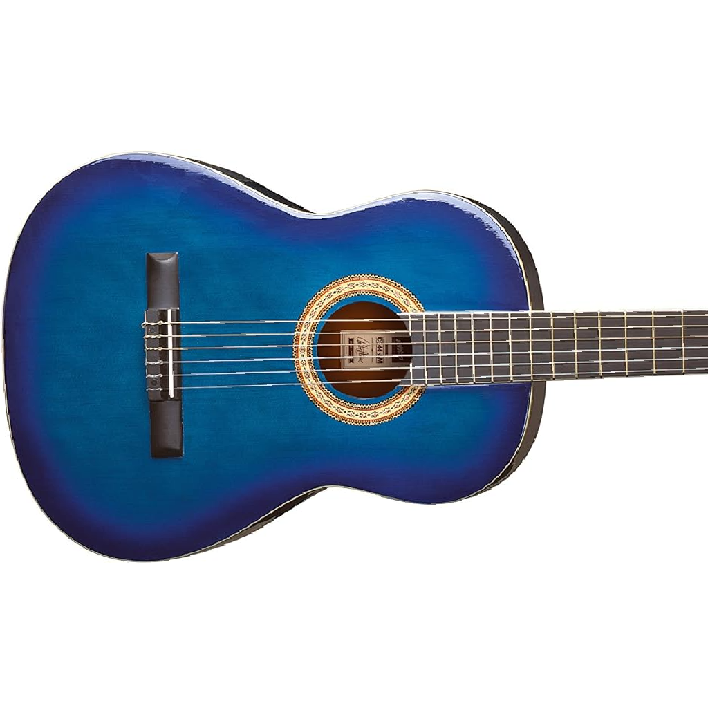 Ashton SPCG34 Starter Classical Guitar Pack in Transparent Blue Burst