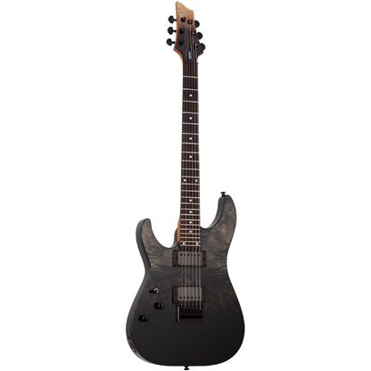 Schecter C-1 Standard Left Hand Electric Guitar in Black Fade Burst Burl
