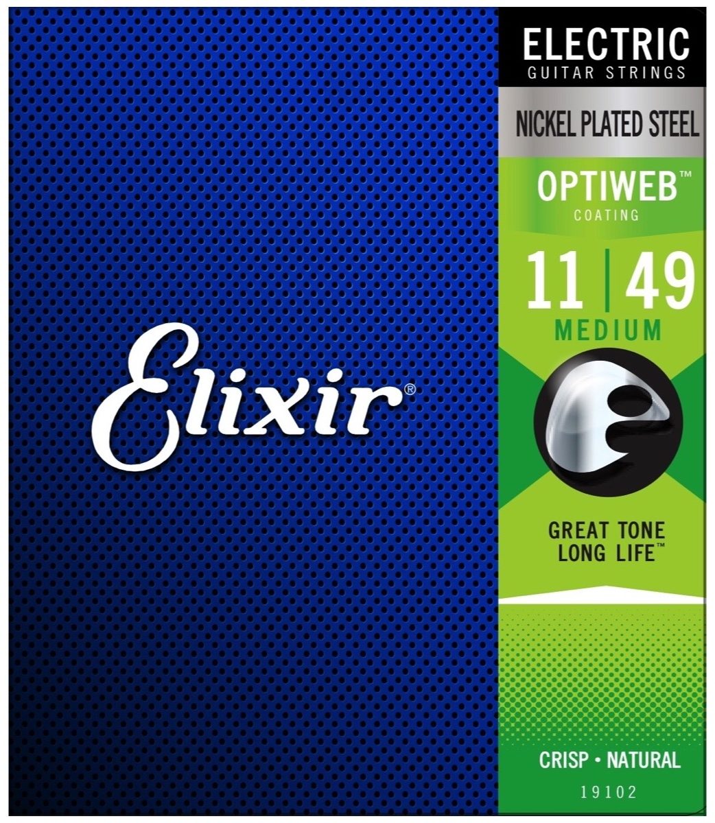 Elixir 19102 Optiweb Electric Guitar Strings Medium 11-49 Gauge