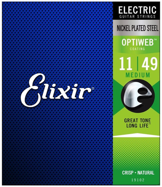 Elixir 19102 Optiweb Electric Guitar Strings Medium 11-49 Gauge