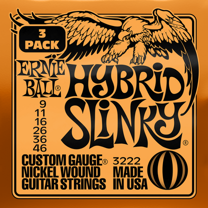 Ernie Ball Hybrid Slinky Nickel Wound Electric Guitar Strings 9-46 Gauge 3 Pack