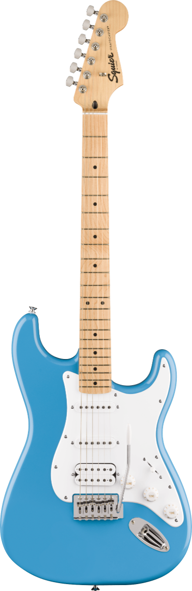 Squier FSR Squier Sonic Stratocaster HSS, Maple Fingerboard, White Pickguard in California Blue