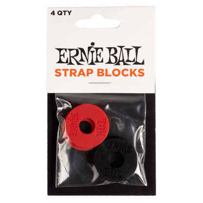 Ernie Ball Strap Blocks 4-Pack in Black and Red