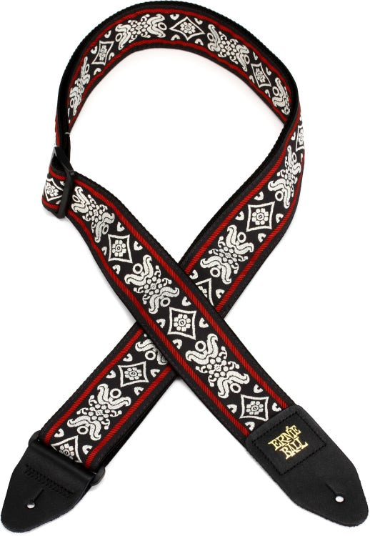 Ernie Ball Classis Jacquard Guitar Or Bass Strap in Blackjack Red