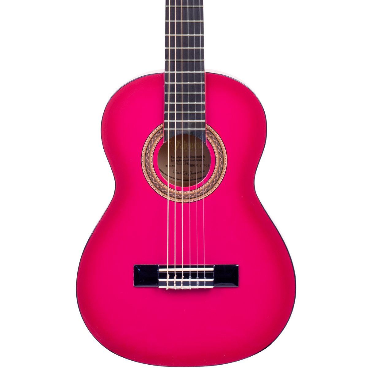 Pink Classiacl Instruments Valencia Series 100 1/4 Size Classical Guitar in Pink Sunburst Gloss ...