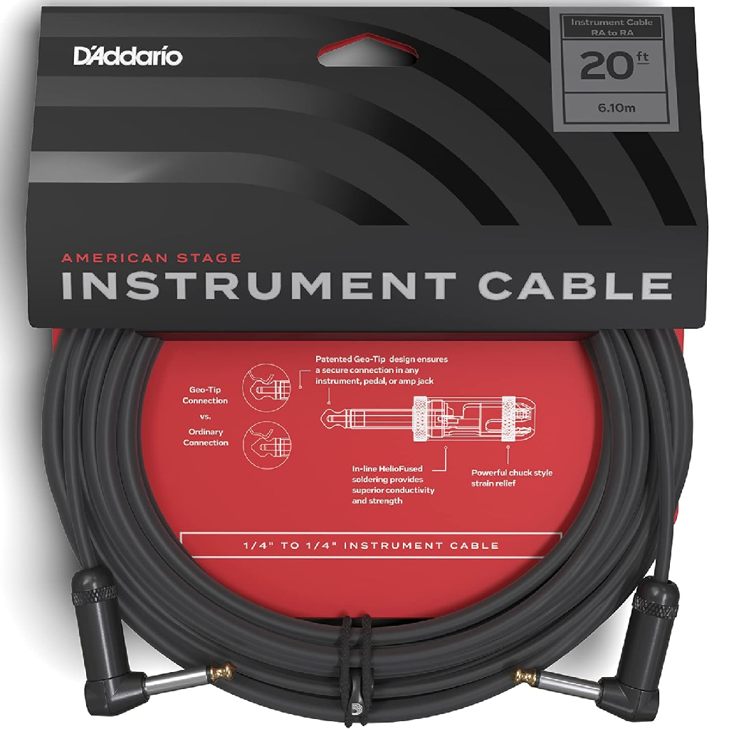 D'Addario Planet Waves 20' American Stage Instrument Dual Right Angle Cable in Black