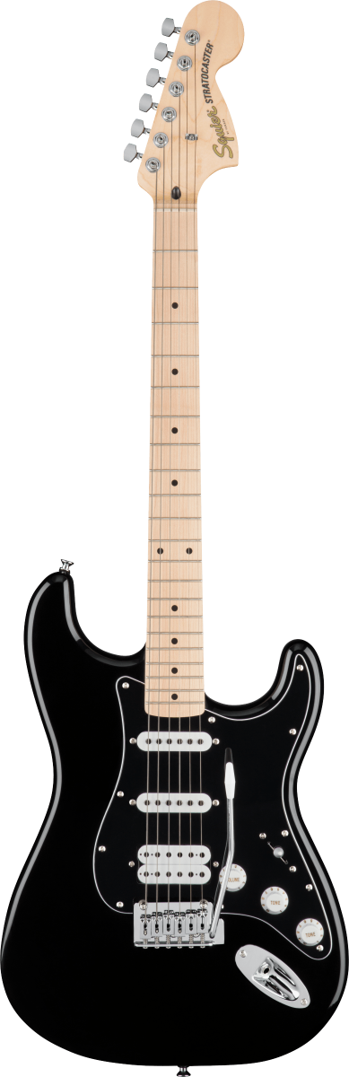 Squier FSR Affinity Series Stratocaster HSS, Maple Fingerboard, Black Pickguard in Black