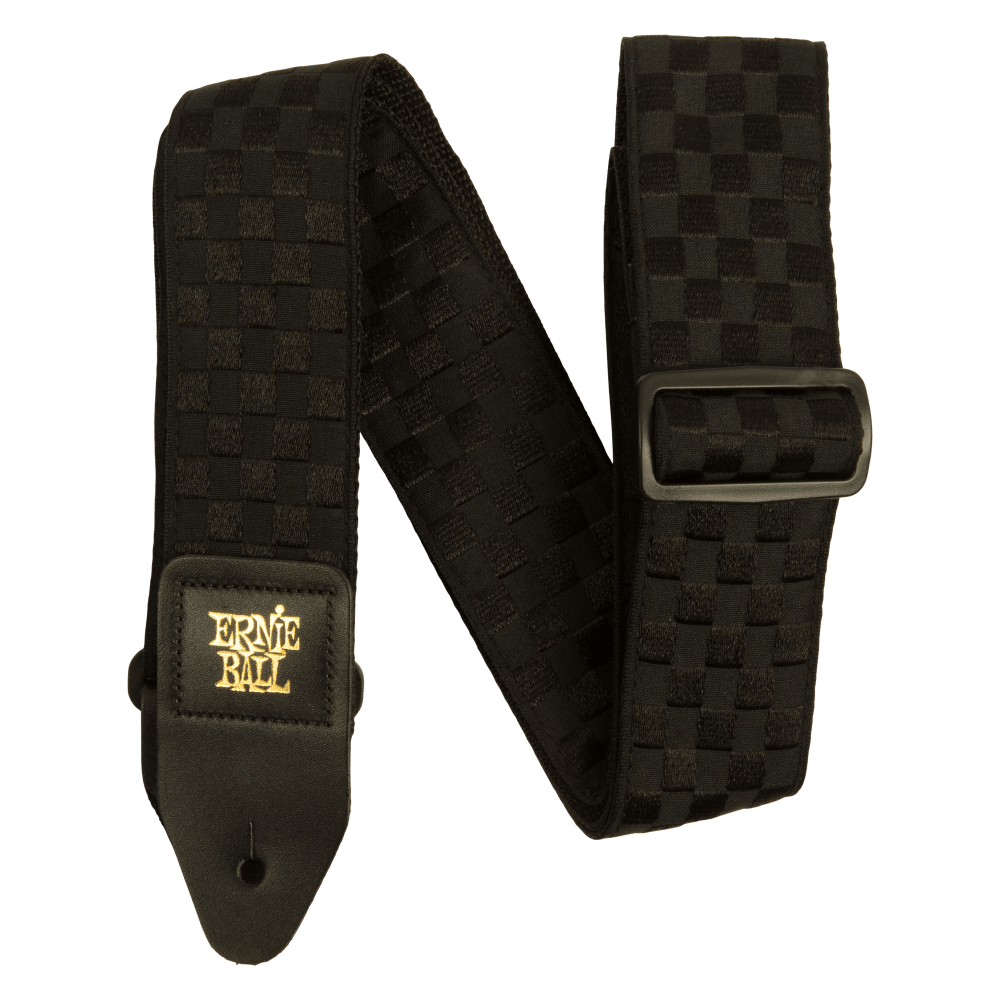 Ernie Ball Classis Jacquard Guitar Or Bass Strap in Black Checkers
