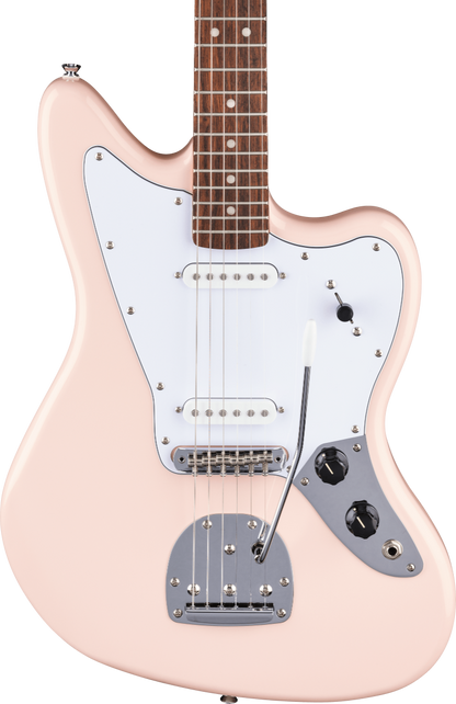 Squier FSR Affinity Series Jaguar, Laurel Fingerboard, White Pickguard, Matching Headstock in Shell Pink