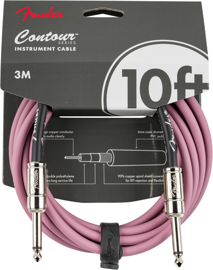 Fender Contour 10' Instrument Cable in Burgundy Mist