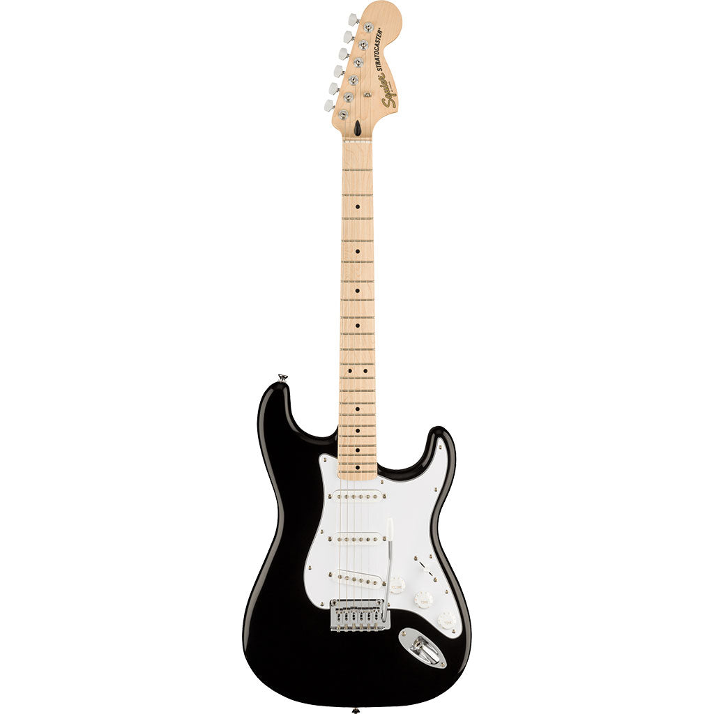 Squier Affinity Series Stratocaster, Maple Fingerboard, White Pickguard in Black