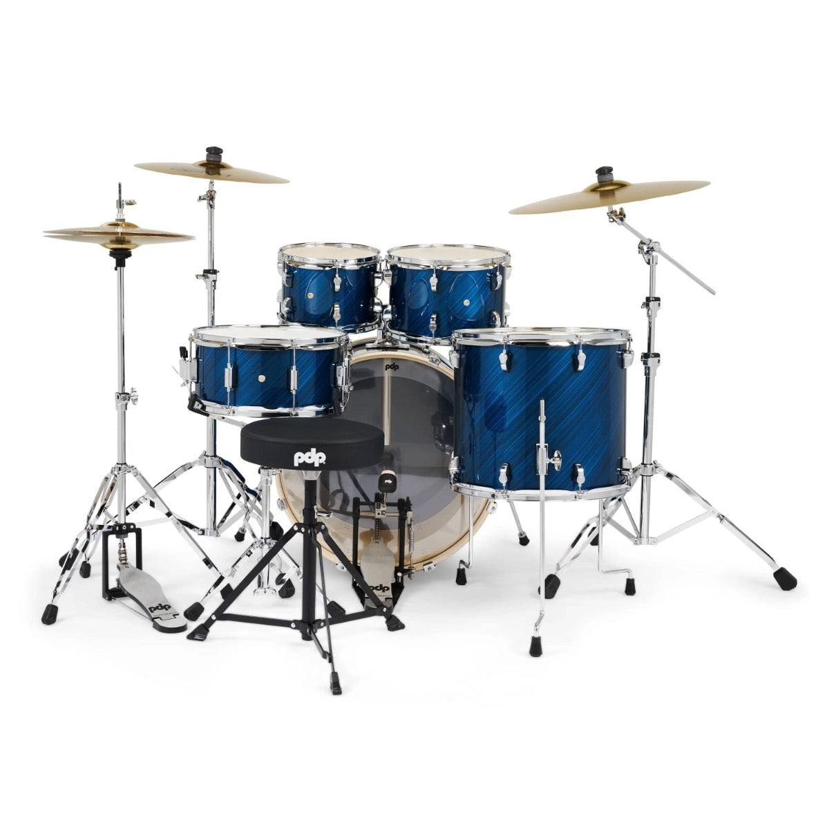 PDP MainStage 5pc Drum Kit w/Paiste Cymbals & Stool in Twisted Blue