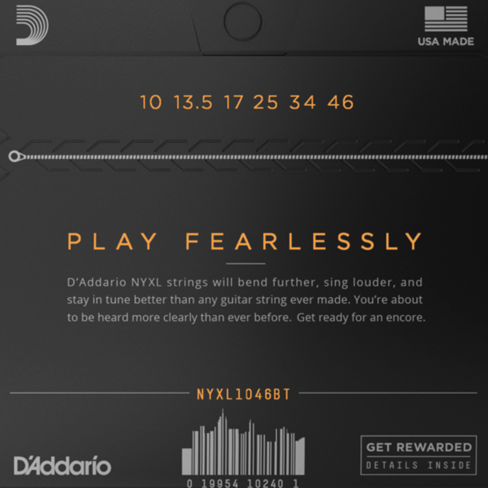 D'Addario NYXL1046BT Nickel Wound Electric Guitar Strings Regular Light 10-46 Gauge