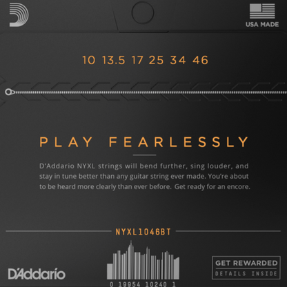 D'Addario NYXL1046BT Nickel Wound Electric Guitar Strings Regular Light 10-46 Gauge