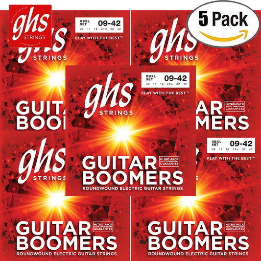 GHS GBXL5 Boomers Extra Light Electric Guitar Strings 5Pack 9-42 Gauge