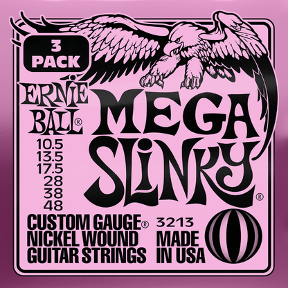 Ernie Ball Mega Slinky Nickel Wound Electric Guitar Strings 3 Pk 10.5-48
