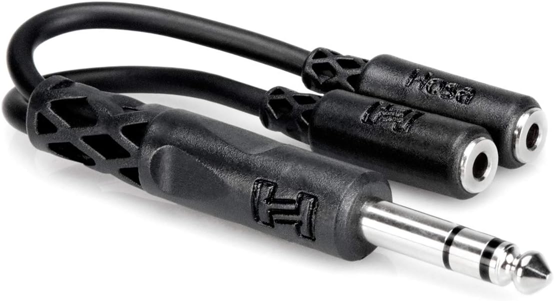 Hosa YMP234 Y Cable 1/4 inch TRS Male to Dual 3.5mm TRS Female