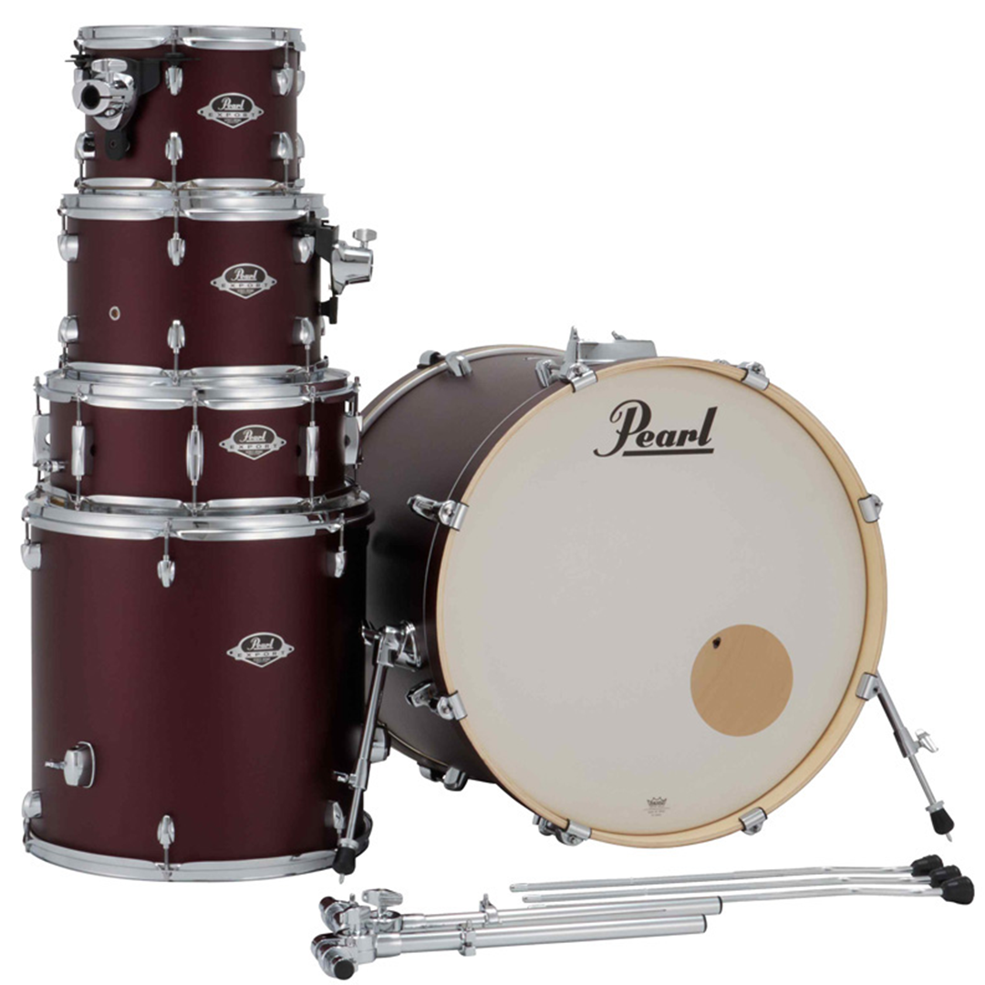 Pearl Export Plus 5-Piece Fusion Plus Drum Kit with Cymbal Pack in Satin Scarlet