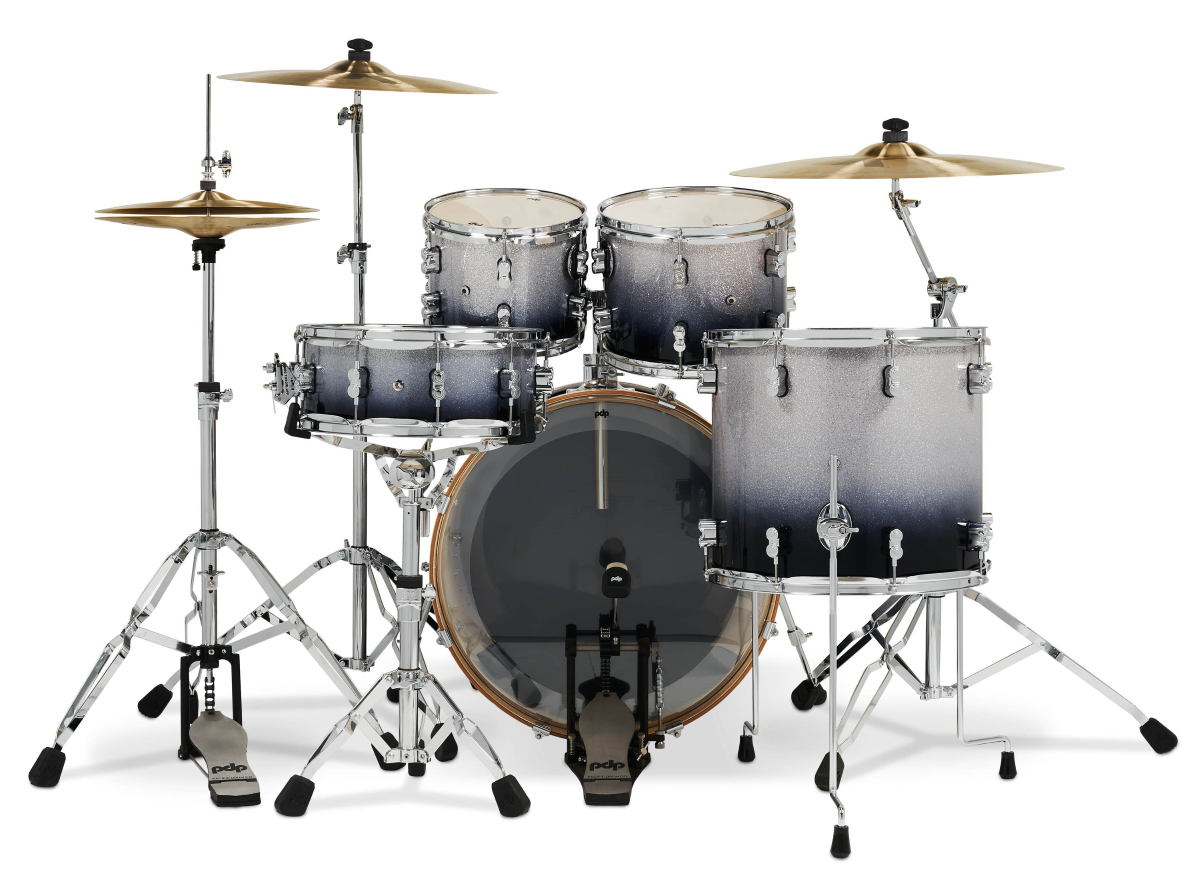 PDP Concept Maple 22 5 Piece Shell Pack in Silver to Black Fade