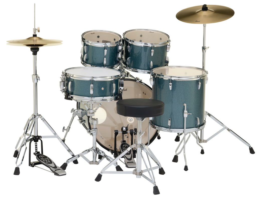 Pearl Roadshow 5 Piece Fusion Drum Kit in Aqua Blue Glitter