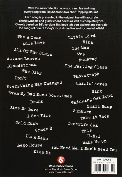 Ed Sheeran Guitar Chord Songbook