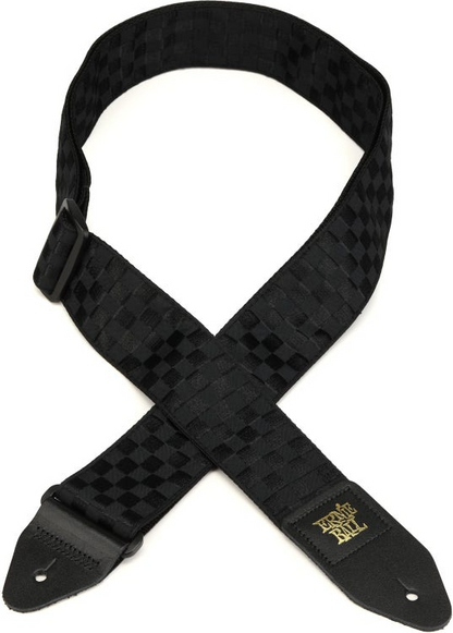 Ernie Ball Classis Jacquard Guitar Or Bass Strap in Black Checkers