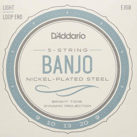 D'Addario EJ60 5 String Banjo Strings Nickel Light 9-20