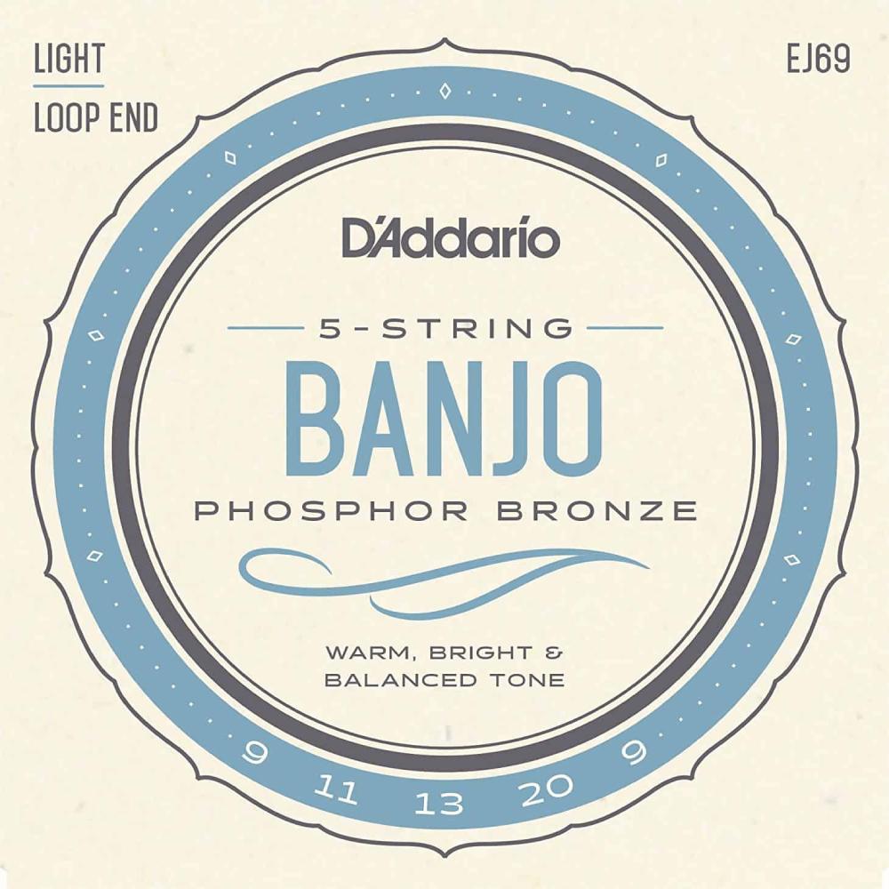 D'Addario EJ69 5 String Banjo Strings Phosphor Bronze Light 9-20
