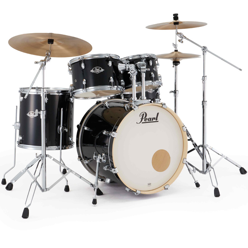 Pearl Export Plus 5-Piece Fusion Kit Drum Kit with PlanetZ Cymbals in Jet Black