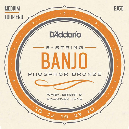 D'Addario EJ55 5-String Banjo Strings Phosphor Bronze Medium 10-23