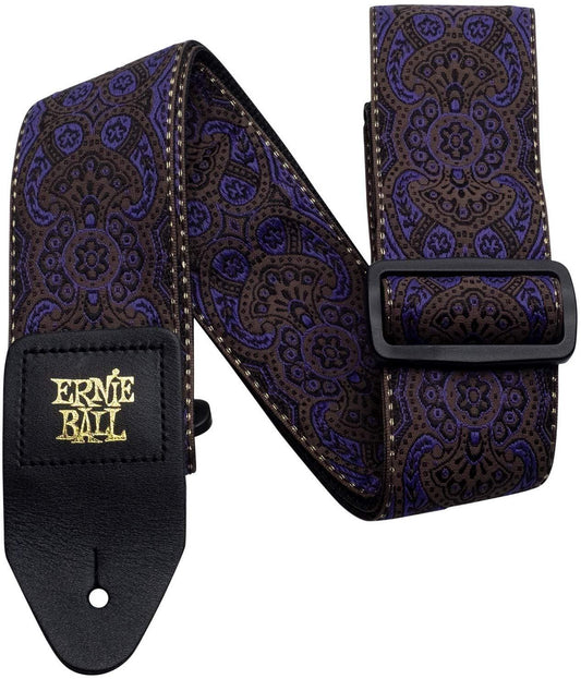 Ernie Ball Classis Jacquard Guitar Or Bass Strap in Purple Paisley