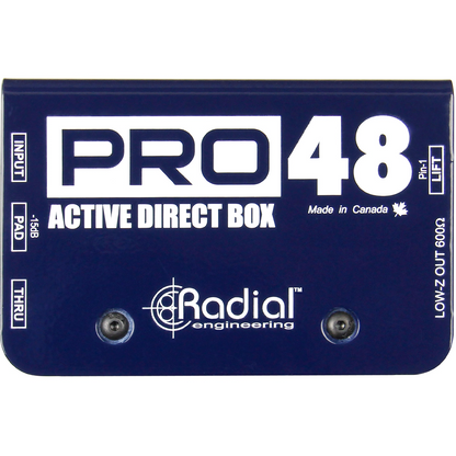 Radial Pro48 Phantom Powered Active Direct Box 48V Phantom Powered