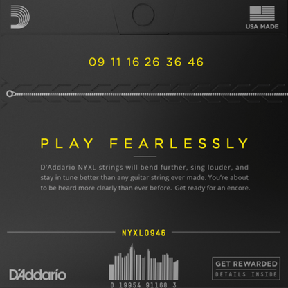 D'Addario NYXL0946 Nickel Wound Electric Guitar Strings Super Light Top  Regular Bottom 9-46 Gauge