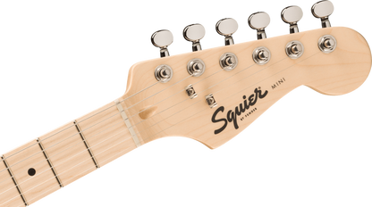Squier FSR Mini Stratocaster, Maple Fingerboard, White Pickguard in Tahitian Coral
