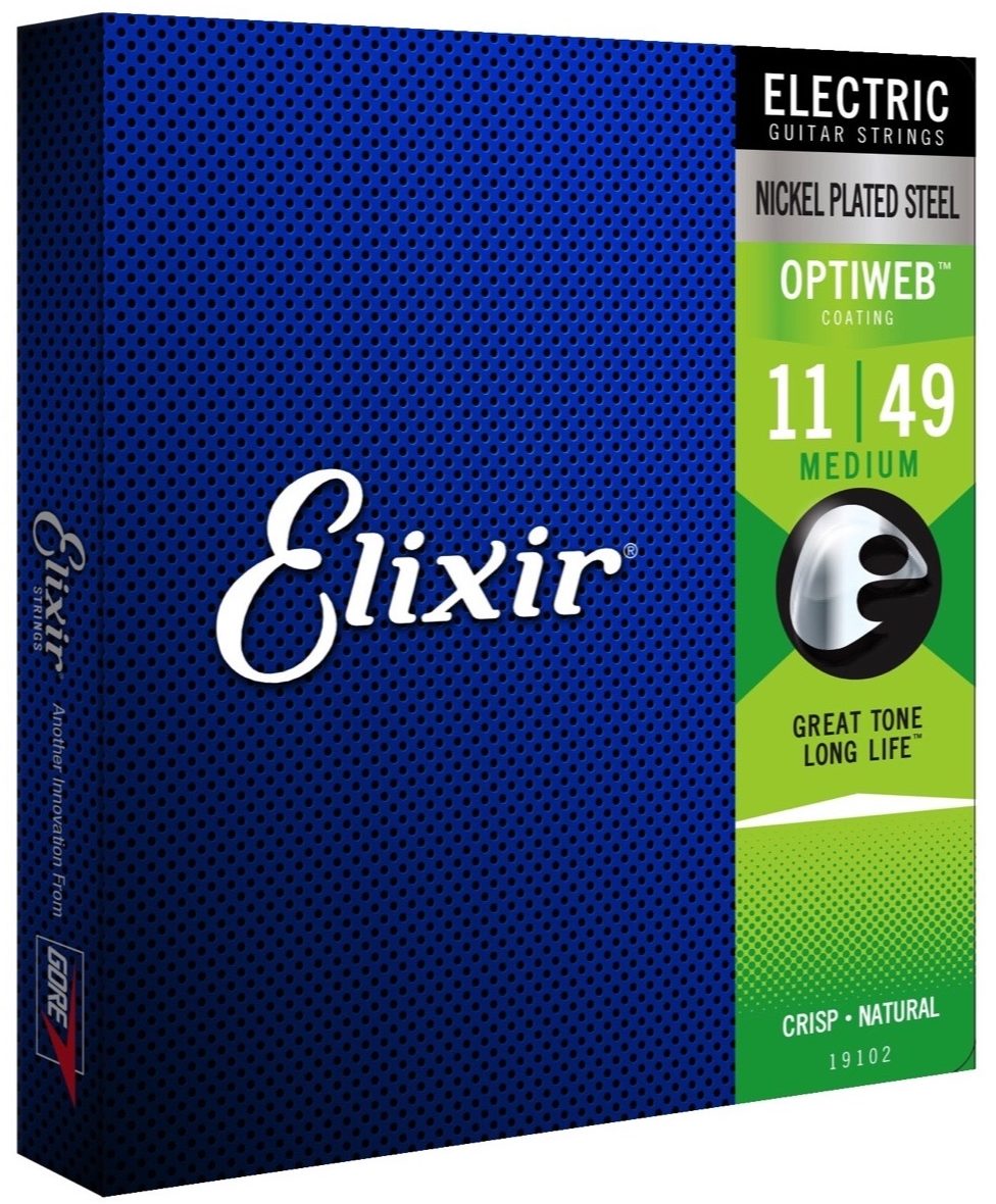 Elixir 19102 Optiweb Electric Guitar Strings Medium 11-49 Gauge