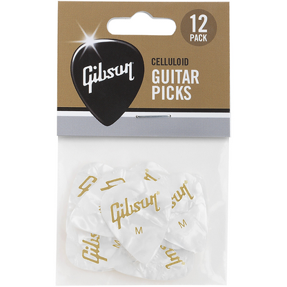 Gibson Pearloid White Picks Medium 12 Pack