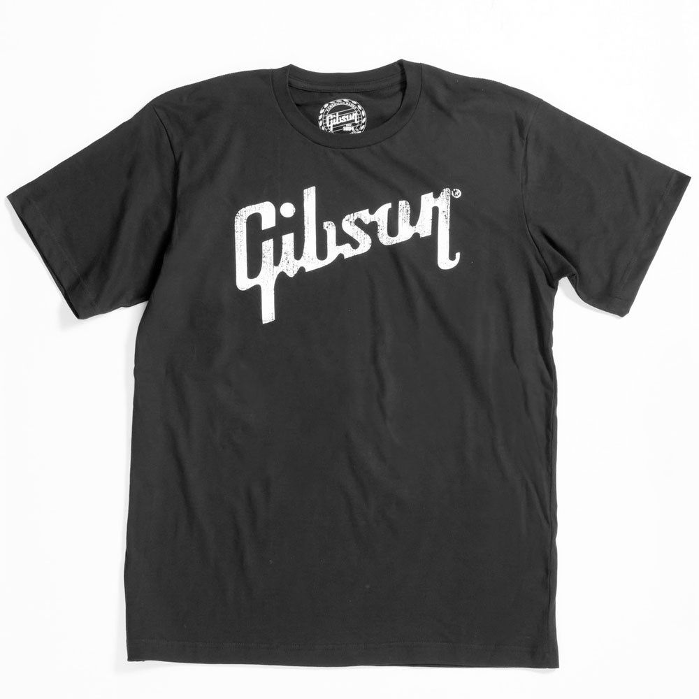 Gibson Distressed Gibson Logo XL T Shirt in Black