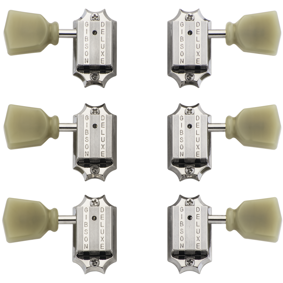 Gibson Deluxe Green Key Tuner Set in Vintage Nickel