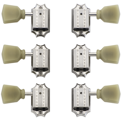 Gibson Deluxe Green Key Tuner Set in Vintage Nickel