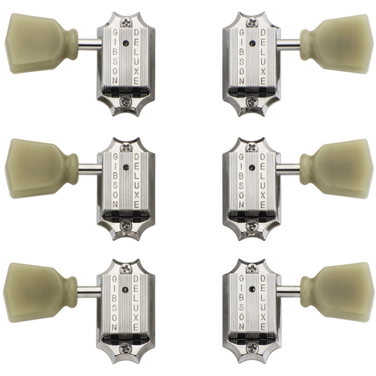 Gibson Deluxe Green Key Tuner Set in Vintage Nickel