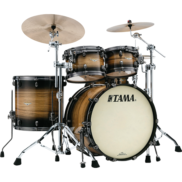 TAMA Starclassic Maple 4 Piece Drum Kits in Exotic Natural Pacific Walnut Burst and Smoked Black Nickel Hardware