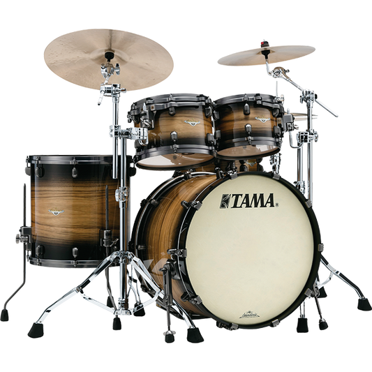 TAMA Starclassic Maple 4 Piece Drum Kits in Exotic Natural Pacific Walnut Burst and Smoked Black Nickel Hardware